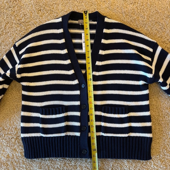 J.Crew Large Heritage Cotton Relaxed Cardigan in Navy Stripe - Picture 5 of 6